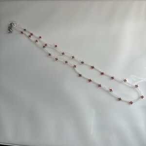 Elegant Pearl and Pink Flower Necklace
